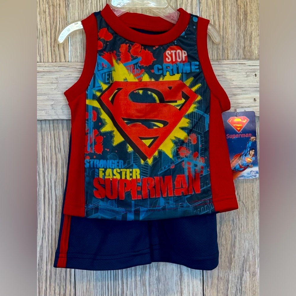 DC Comics Superman Blue and Red Apparel Sz 12 months NWT